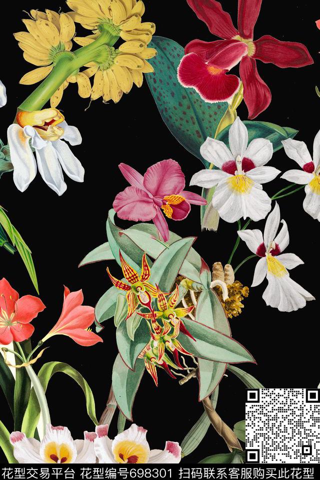 百合兰花花卉数码印花华亿平台下载（图片编号: 698301） - 瓦栏（Walan）