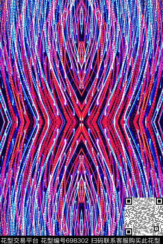 荧光线条几何线条炫彩笔触数码印花华亿平台下载（图片编号: 698302） - 瓦栏（Walan）