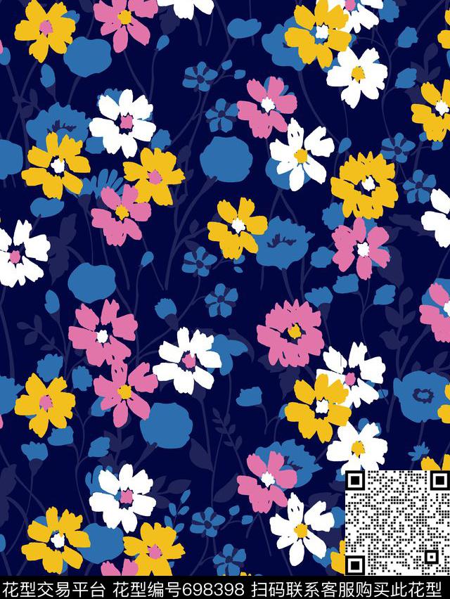 花朵花卉手绘趣味花朵传统印花华亿平台下载（图片编号: 698398） - 瓦栏（Walan）