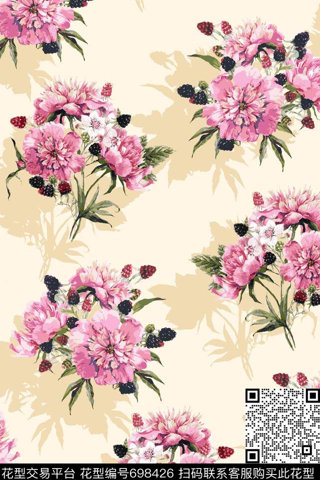 欧式花卉花束女装华亿平台数码印花华亿平台下载（图片编号: 698426） - 瓦栏（Walan）
