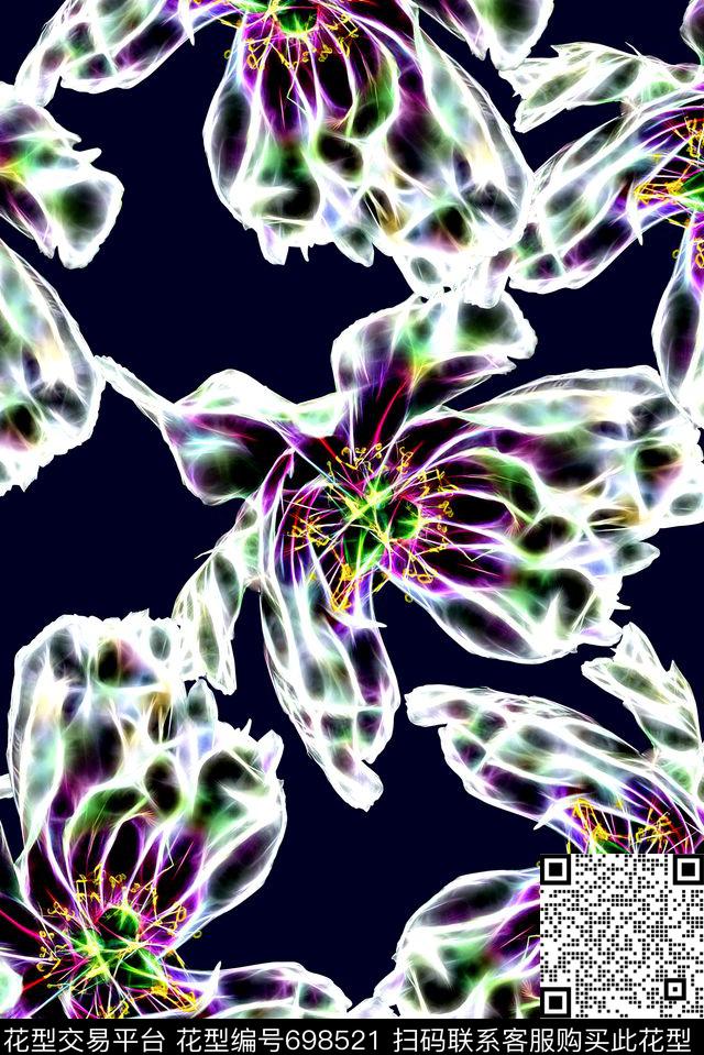 几何分形数码印花抽象花卉彩绘女装裙子印花数码印花华亿平台下载（图片编号: 698521） - 瓦栏（Walan）