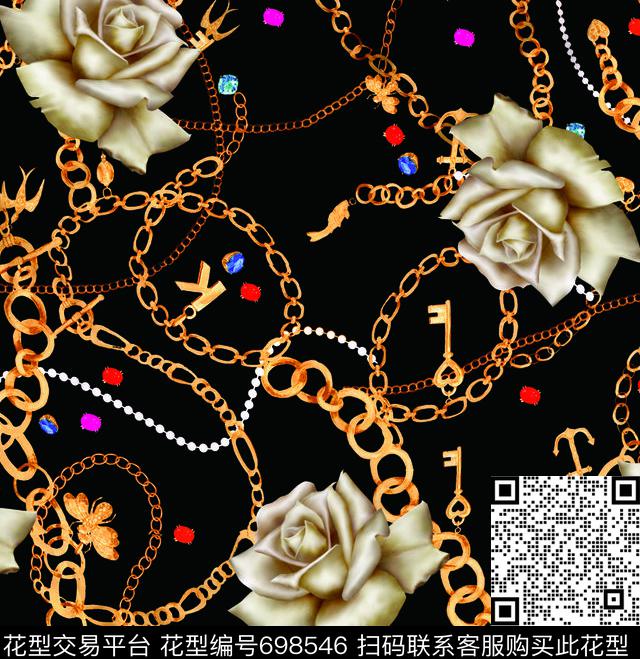 花朵玫瑰花卉数码印花华亿平台下载（图片编号: 698546） - 瓦栏（Walan）