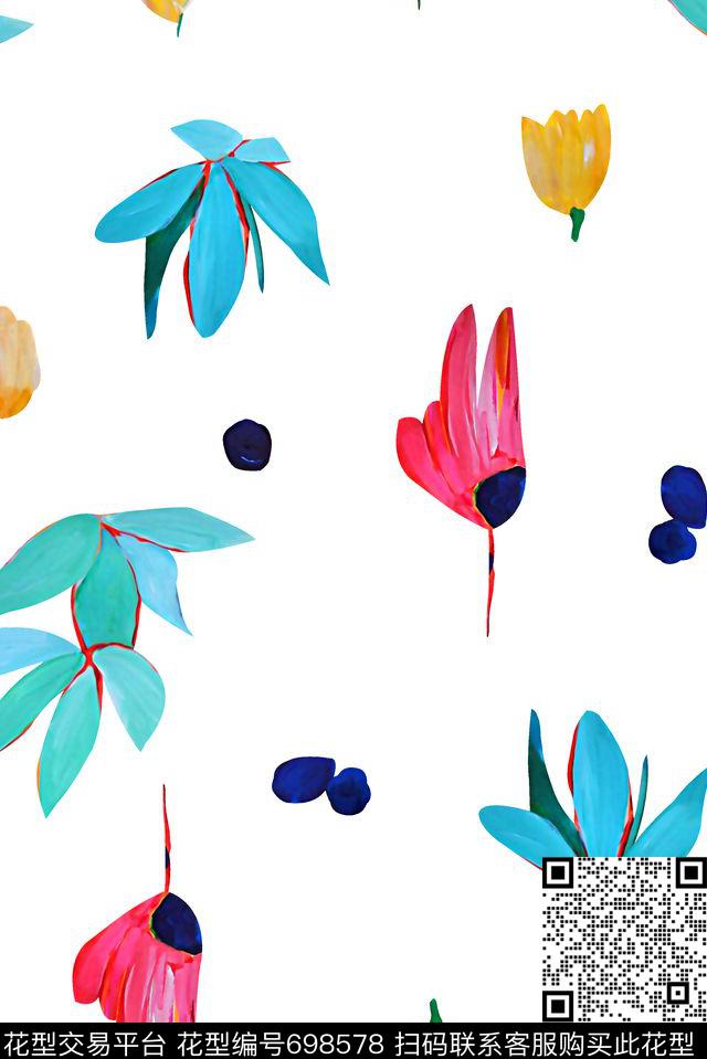 抽象手绘满版花卉最新高清数码水彩花卉时尚潮流大牌复古欧美风女装花卉数码印花华亿平台下载（图片编号: 698578） - 瓦栏（Walan）
