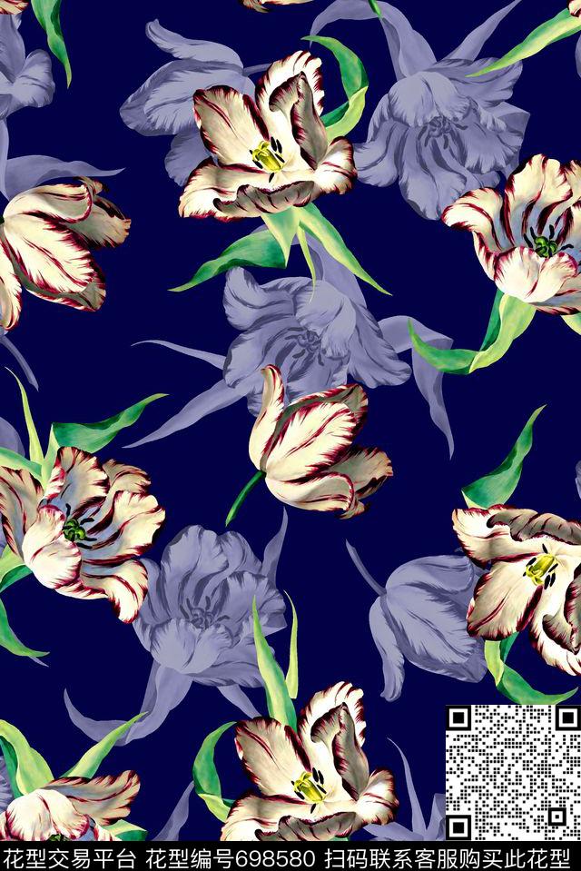 抽象手绘满版浪漫花卉花卉最新高清数码水彩花卉数码印花华亿平台下载（图片编号: 698580） - 瓦栏（Walan）