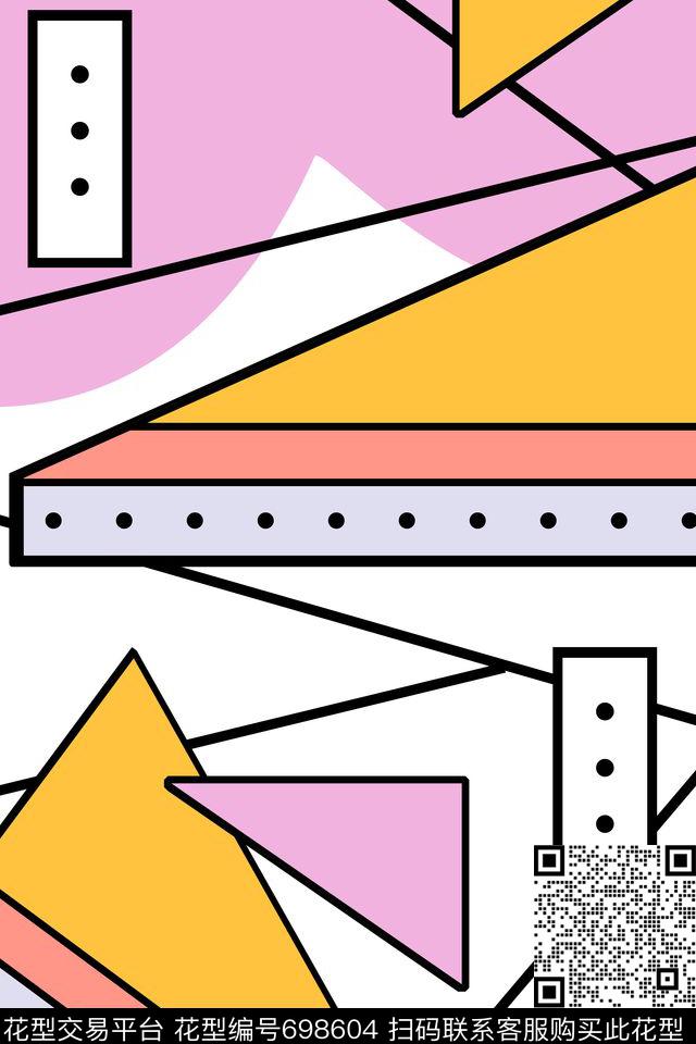 三角形粉色线条传统印花华亿平台下载（图片编号: 698604） - 瓦栏（Walan）