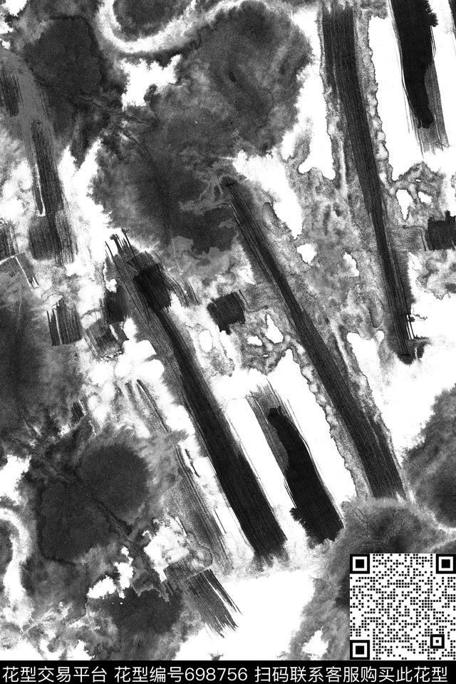 手绘泼墨抽象数码印花华亿平台下载（图片编号: 698756） - 瓦栏（Walan）