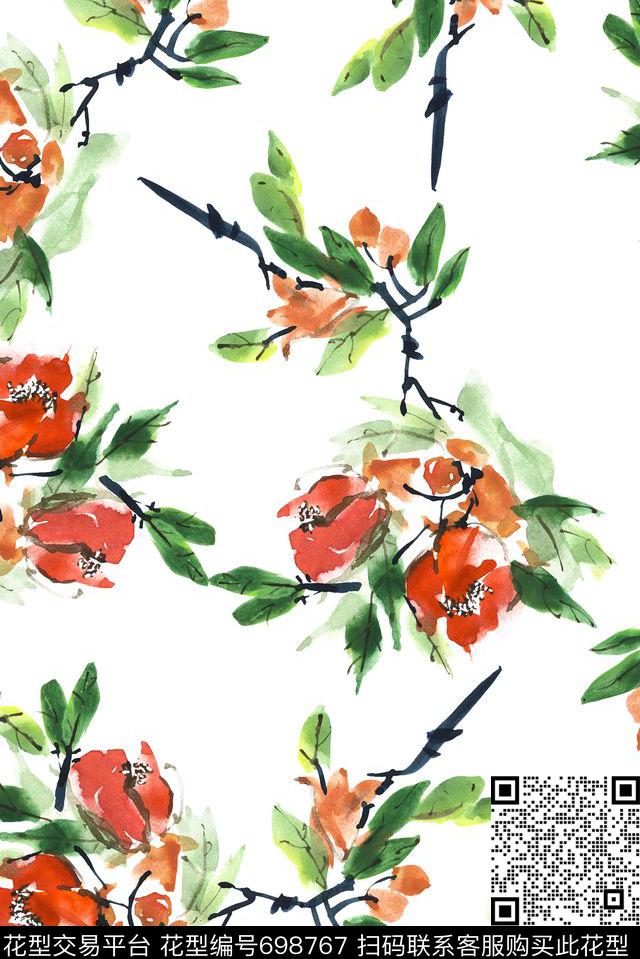 手绘泼墨抽象数码印花华亿平台下载（图片编号: 698767） - 瓦栏（Walan）