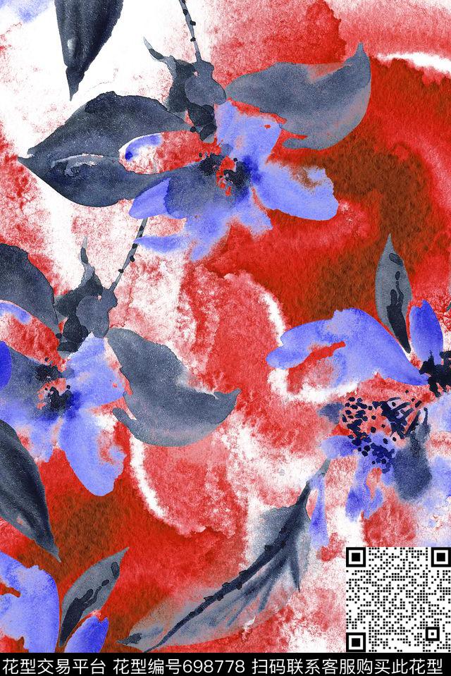 抽象水墨艺术数码印花华亿平台下载（图片编号: 698778） - 瓦栏（Walan）