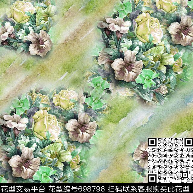 花卉丝巾方巾数码印花华亿平台下载（图片编号: 698796） - 瓦栏（Walan）