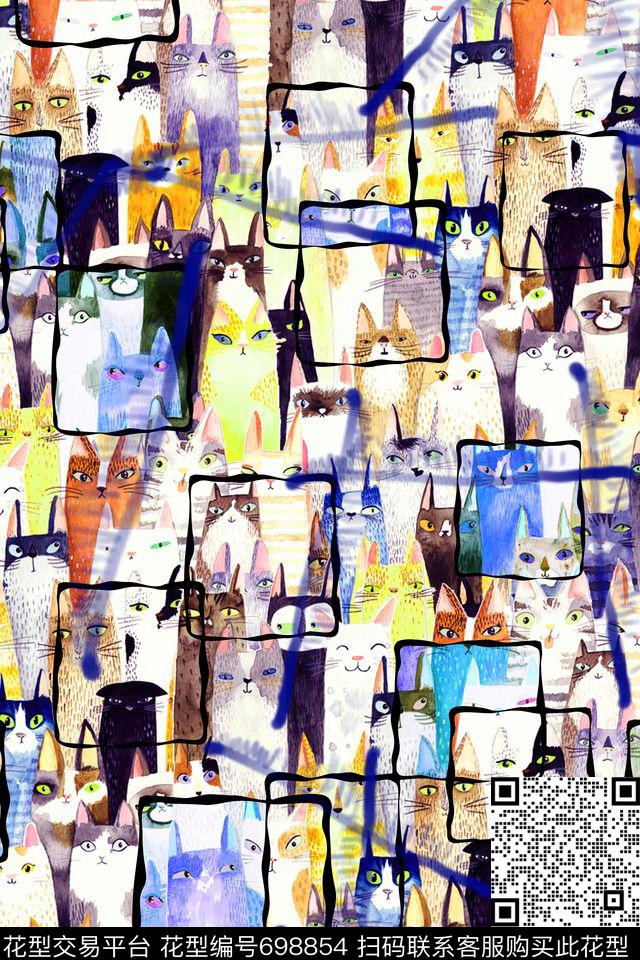 抽象水墨纹理抽象几何数码印花华亿平台下载（图片编号: 698854） - 瓦栏（Walan）