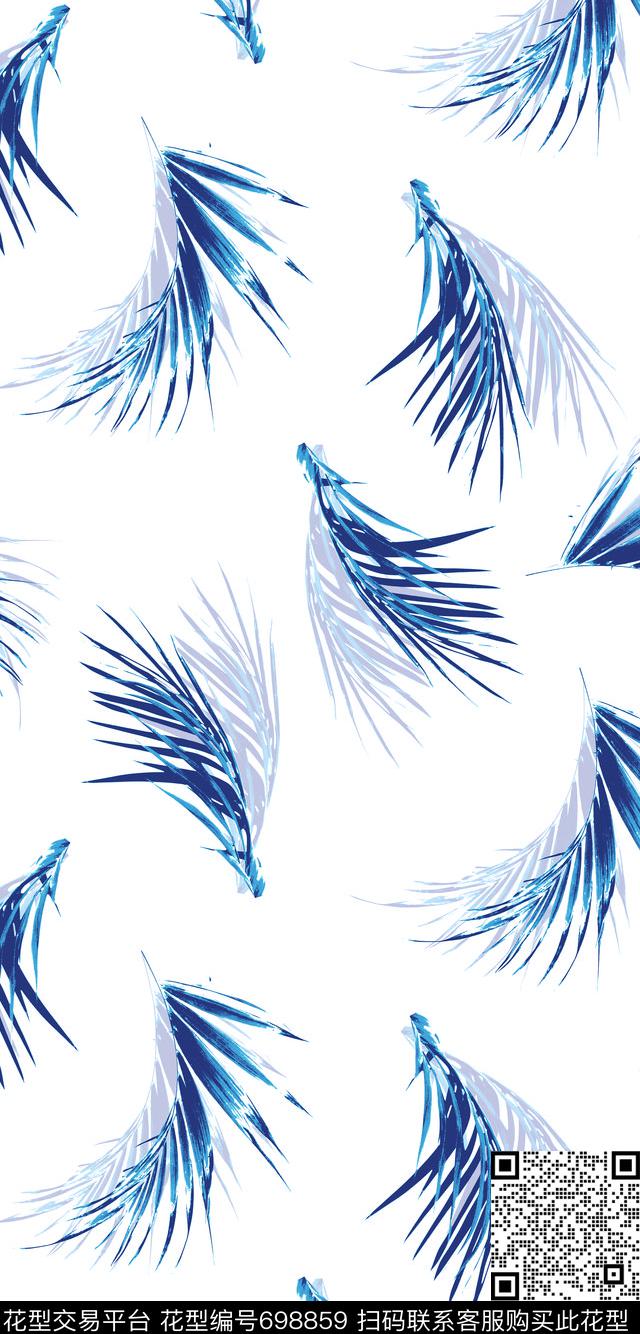 棕桐叶叶子水彩数码印花华亿平台下载（图片编号: 698859） - 瓦栏（Walan）