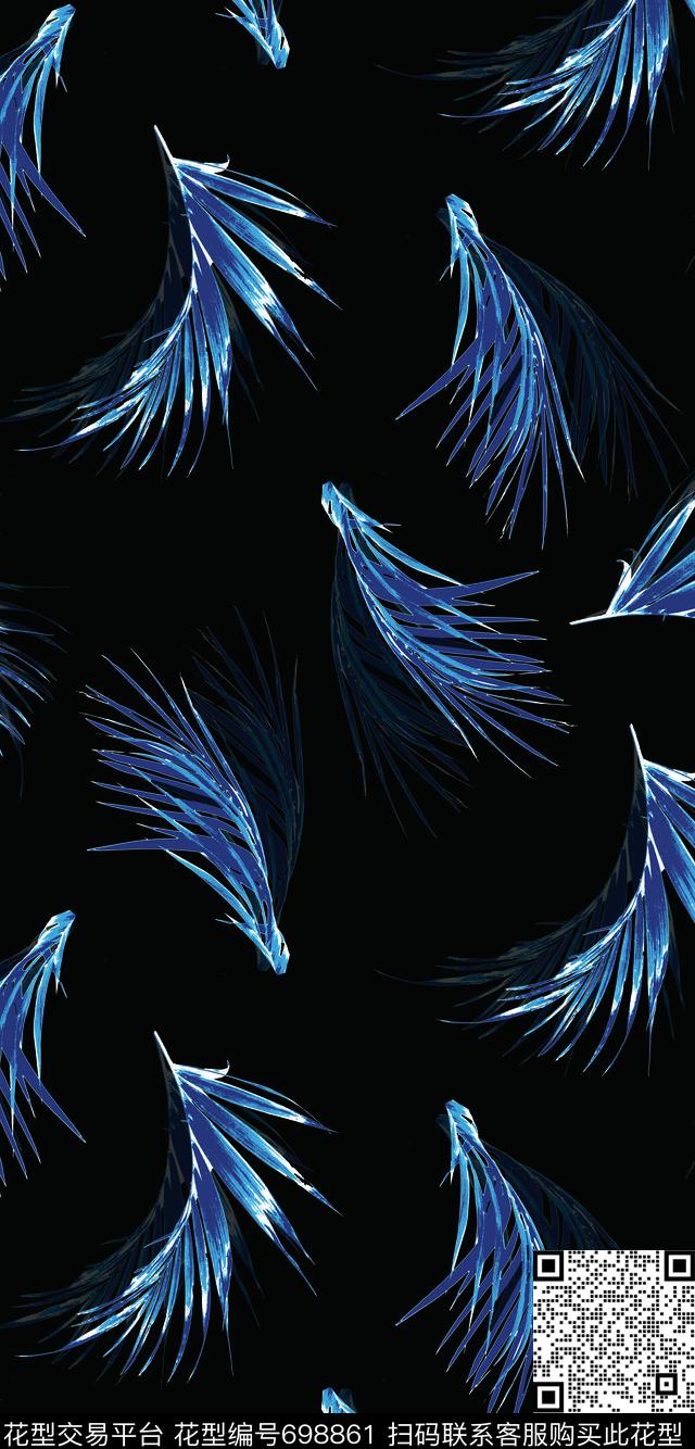 棕桐叶叶子水彩数码印花华亿平台下载（图片编号: 698861） - 瓦栏（Walan）