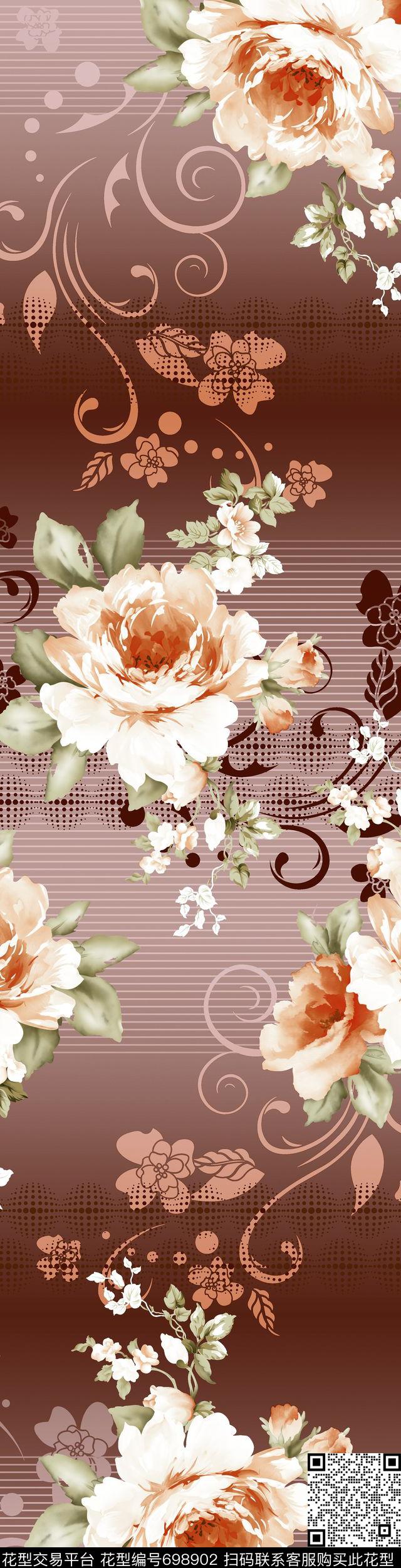 花朵花卉传统印花华亿平台下载（图片编号: 698902） - 瓦栏（Walan）