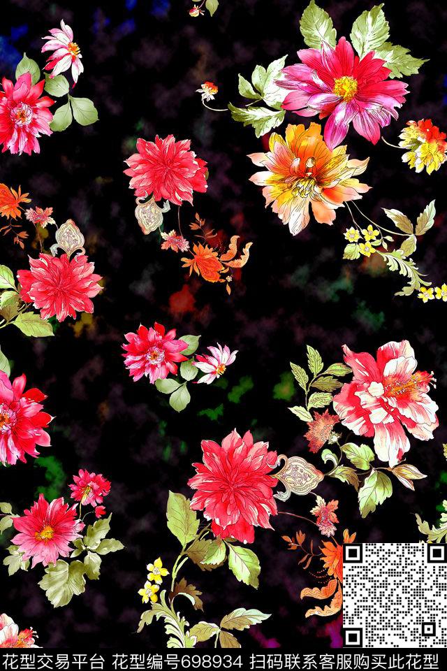 植物数码艺术花卉手绘花数码印花华亿平台下载（图片编号: 698934） - 瓦栏（Walan）