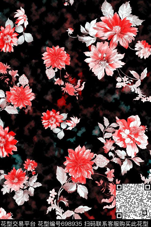 植物数码艺术花卉手绘花数码印花华亿平台下载（图片编号: 698935） - 瓦栏（Walan）