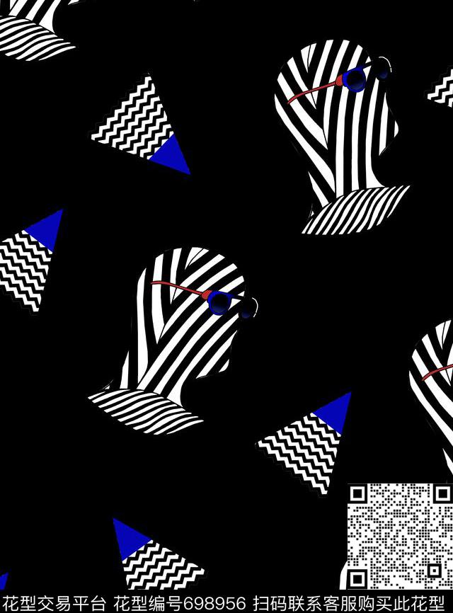 几何系列几何与人像趣味数码印花华亿平台下载（图片编号: 698956） - 瓦栏（Walan）