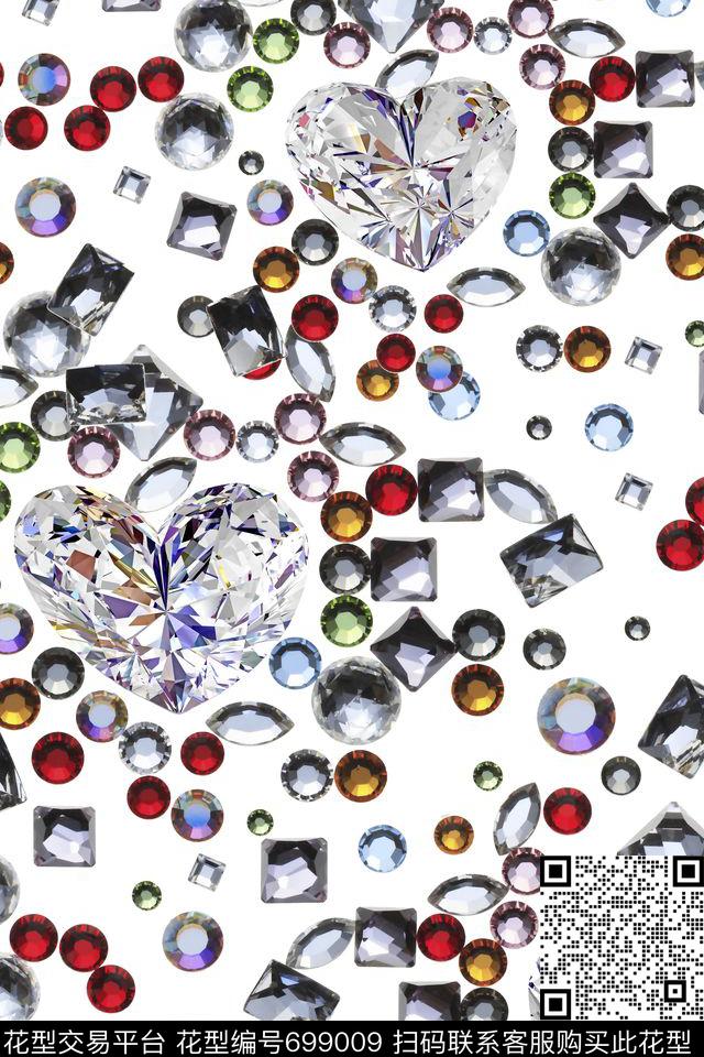 珠宝钻石爱心数码印花华亿平台下载（图片编号: 699009） - 瓦栏（Walan）