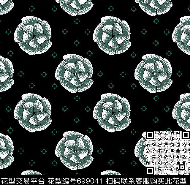 Ting-几何Ting-花卉Ting-手绘传统印花华亿平台下载（图片编号: 699041） - 瓦栏（Walan）