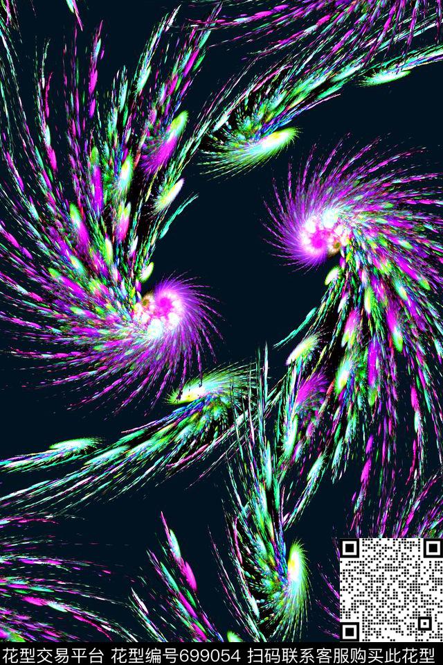 几何分形数码印花抽象花卉彩绘女装裙子印花数码印花华亿平台下载（图片编号: 699054） - 瓦栏（Walan）