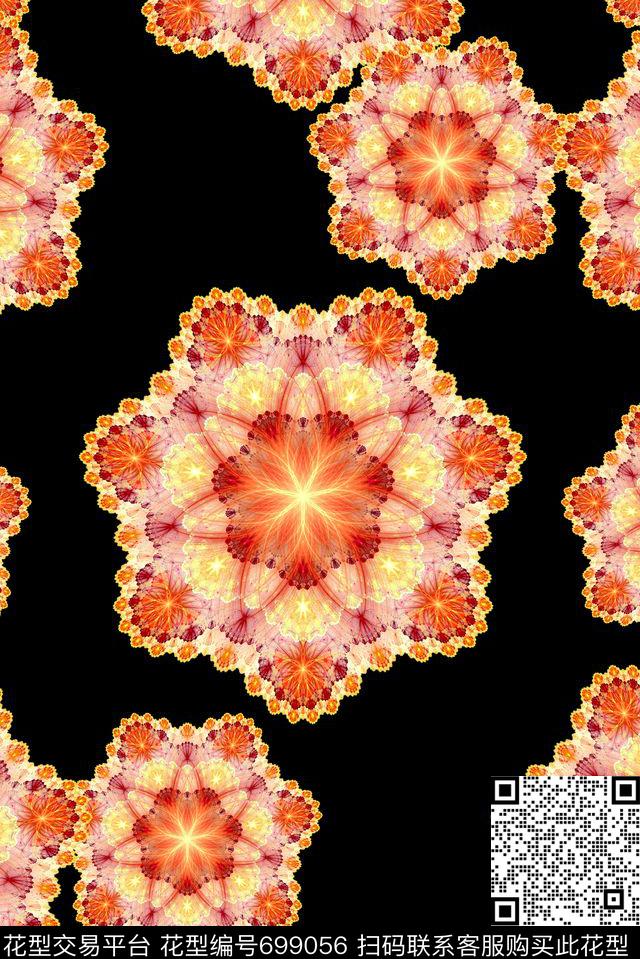 几何分形数码印花抽象花卉彩绘女装裙子印花数码印花华亿平台下载（图片编号: 699056） - 瓦栏（Walan）