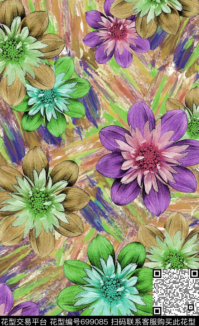 不定位丝巾方巾花卉数码印花华亿平台下载（图片编号: 699085） - 瓦栏（Walan）