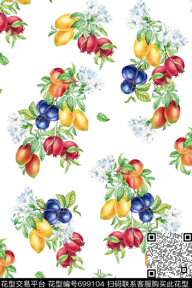手绘水果花卉数码印花华亿平台下载（图片编号: 699104） - 瓦栏（Walan）