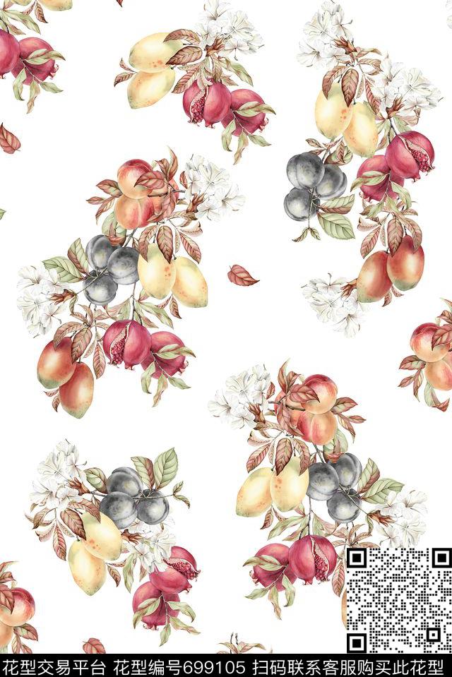 手绘水果花卉数码印花华亿平台下载（图片编号: 699105） - 瓦栏（Walan）