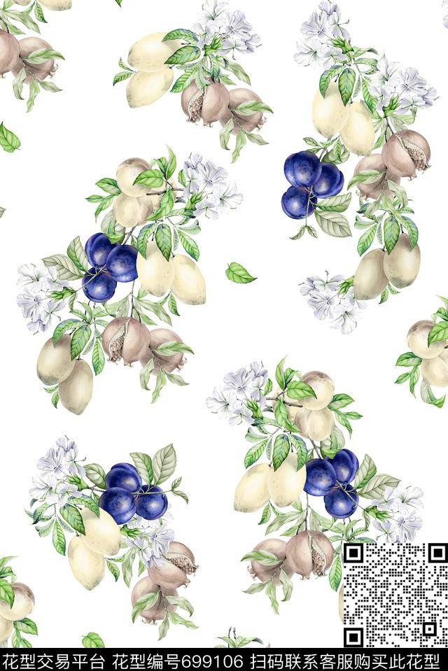 手绘水果花卉数码印花华亿平台下载（图片编号: 699106） - 瓦栏（Walan）