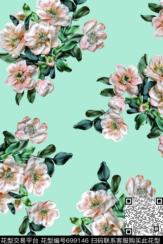 清新花卉连衣裙迪拜花卉数码印花华亿平台下载（图片编号: 699146） - 瓦栏（Walan）