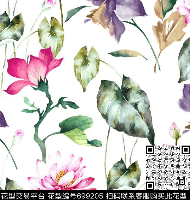 花卉花朵兰花数码印花华亿平台下载（图片编号: 699205） - 瓦栏（Walan）