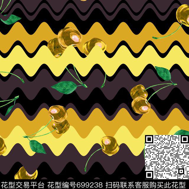 几何彩色波浪樱桃数码印花华亿平台下载（图片编号: 699238） - 瓦栏（Walan）