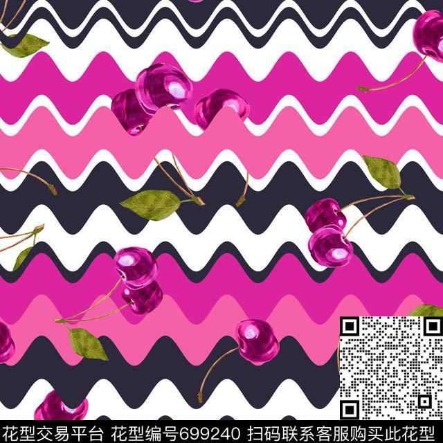 几何彩色波浪樱桃数码印花华亿平台下载（图片编号: 699240） - 瓦栏（Walan）