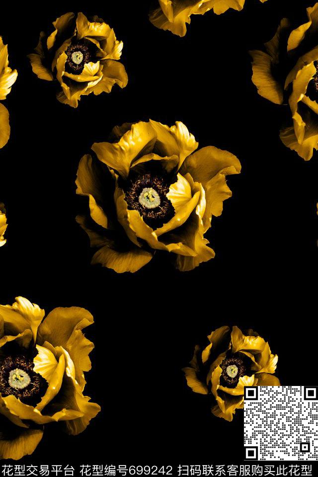 复古手绘花卉数码印花华亿平台下载（图片编号: 699242） - 瓦栏（Walan）