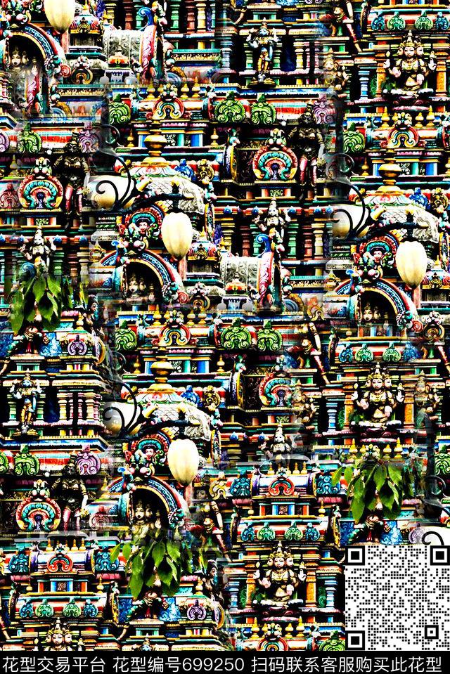 手绘油画水彩画数码印花泰国风景建筑印花女装裙子印花数码印花华亿平台下载（图片编号: 699250） - 瓦栏（Walan）