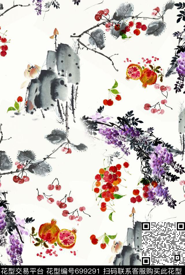 抽象水墨纹理抽象几何数码印花华亿平台下载（图片编号: 699291） - 瓦栏（Walan）