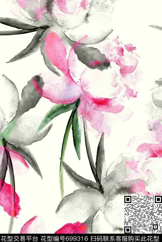 半透明水彩泼墨数码印花华亿平台下载（图片编号: 699316） - 瓦栏（Walan）