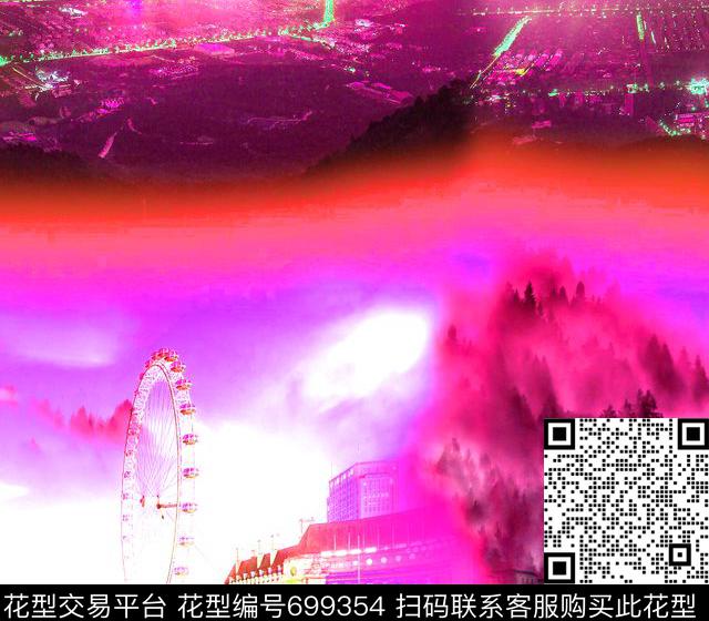 山川建筑风景数码印花华亿平台下载（图片编号: 699354） - 瓦栏（Walan）