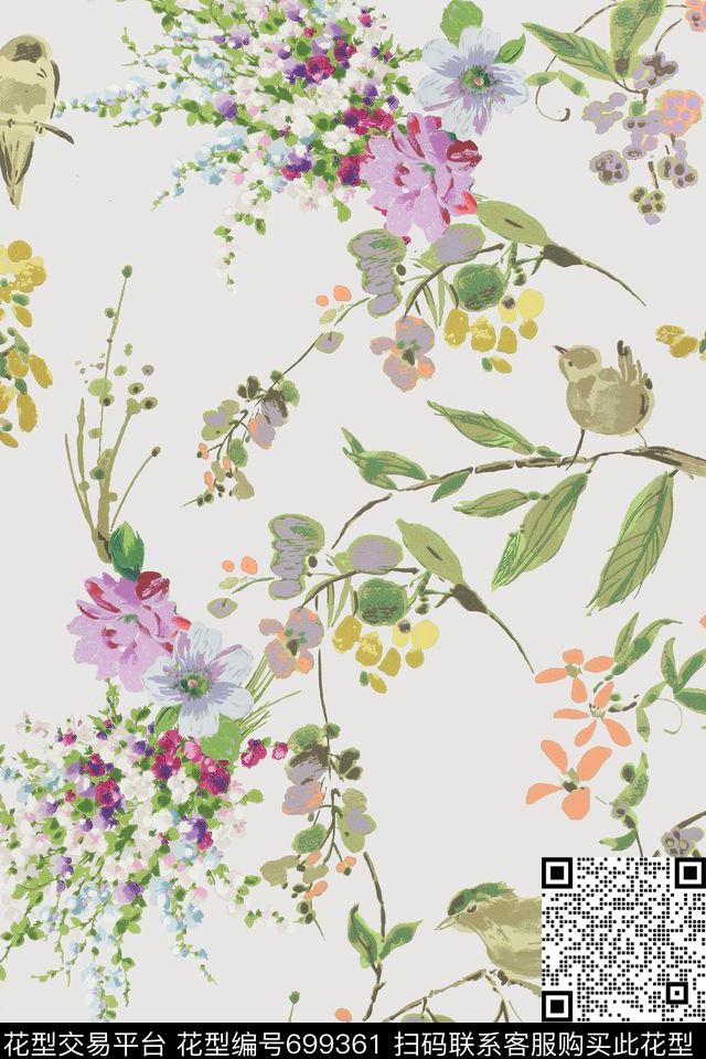 花卉油画碎花数码印花华亿平台下载（图片编号: 699361） - 瓦栏（Walan）