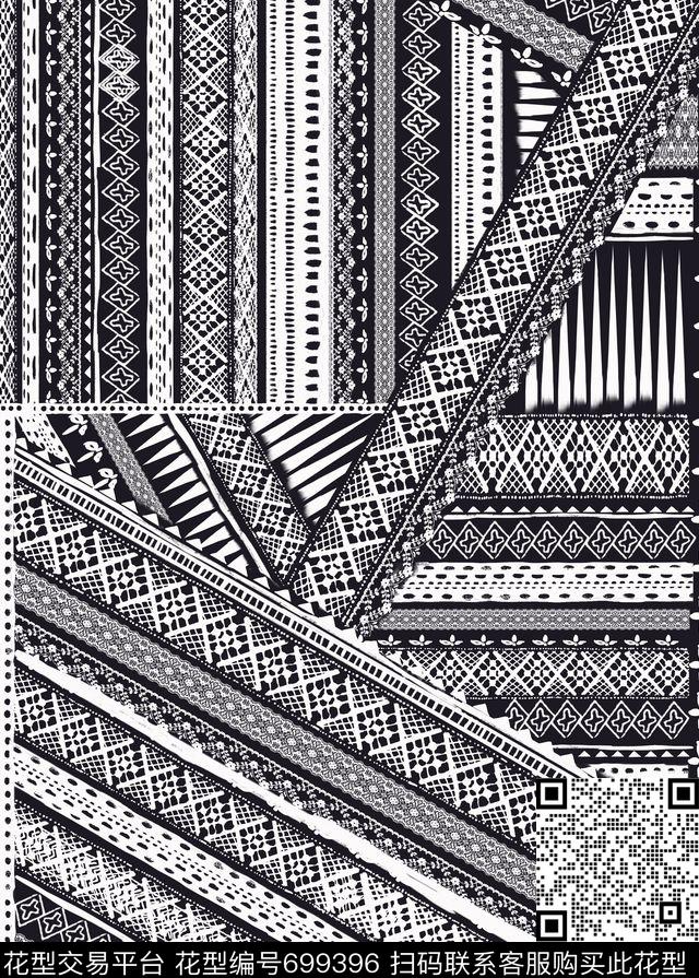民族风民族时尚蕾丝撞块面数码印花华亿平台下载（图片编号: 699396） - 瓦栏（Walan）
