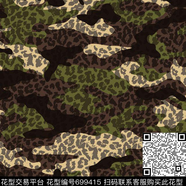时尚豹纹迷彩数码印花华亿平台下载（图片编号: 699415） - 瓦栏（Walan）