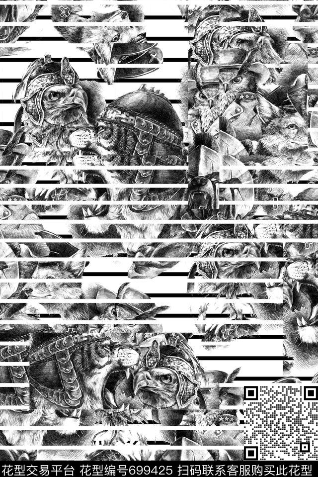 条纹动物休闲风数码印花华亿平台下载（图片编号: 699425） - 瓦栏（Walan）