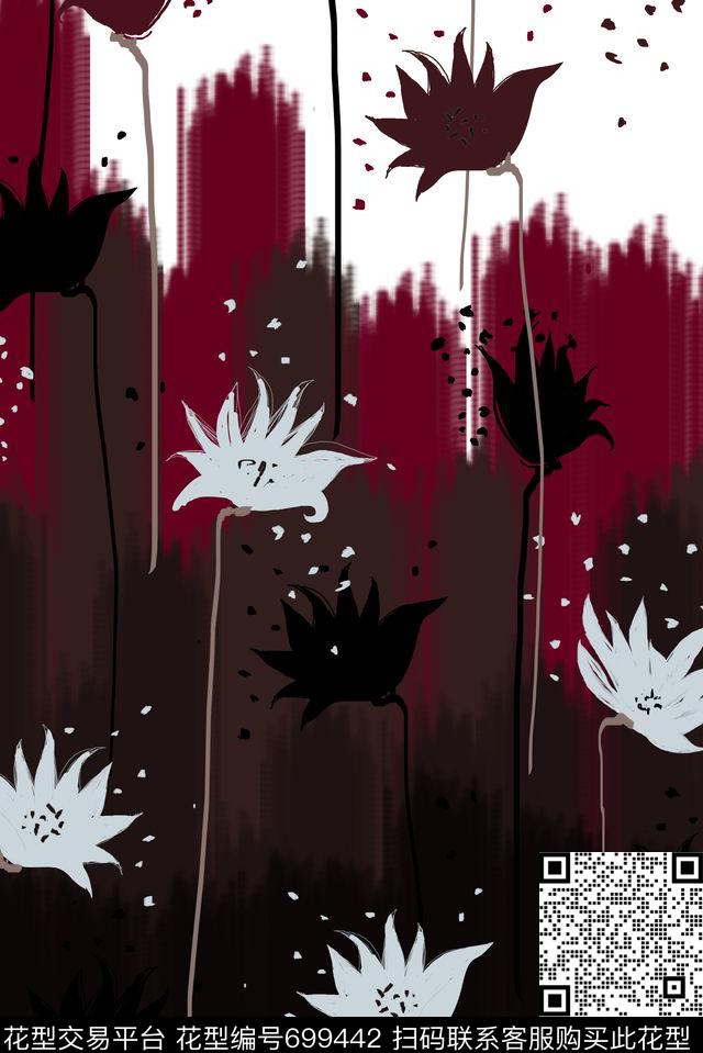 花朵花卉渐变数码印花华亿平台下载（图片编号: 699442） - 瓦栏（Walan）