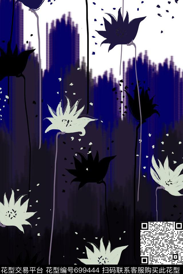 花朵花卉渐变数码印花华亿平台下载（图片编号: 699444） - 瓦栏（Walan）