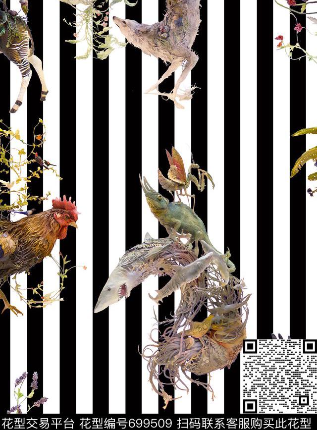 动物仙鹤狼数码印花华亿平台下载（图片编号: 699509） - 瓦栏（Walan）