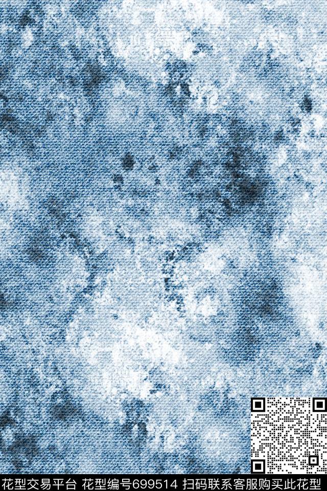 牛仔几何抽象肌理数码印花华亿平台下载（图片编号: 699514） - 瓦栏（Walan）