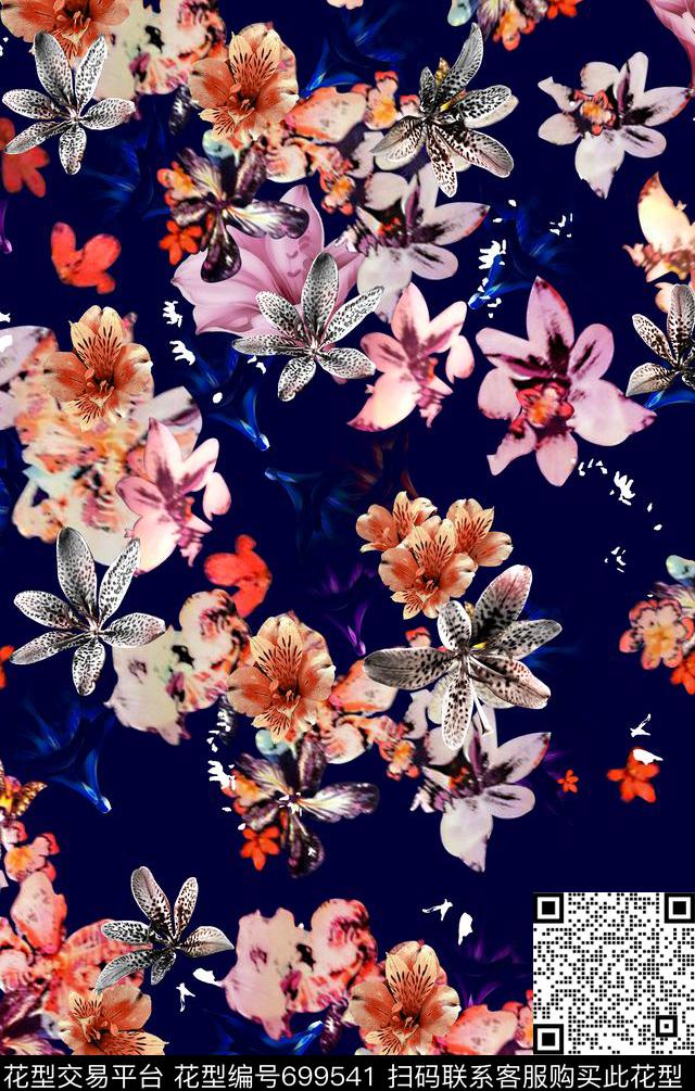 花朵花卉花鸟数码印花华亿平台下载（图片编号: 699541） - 瓦栏（Walan）