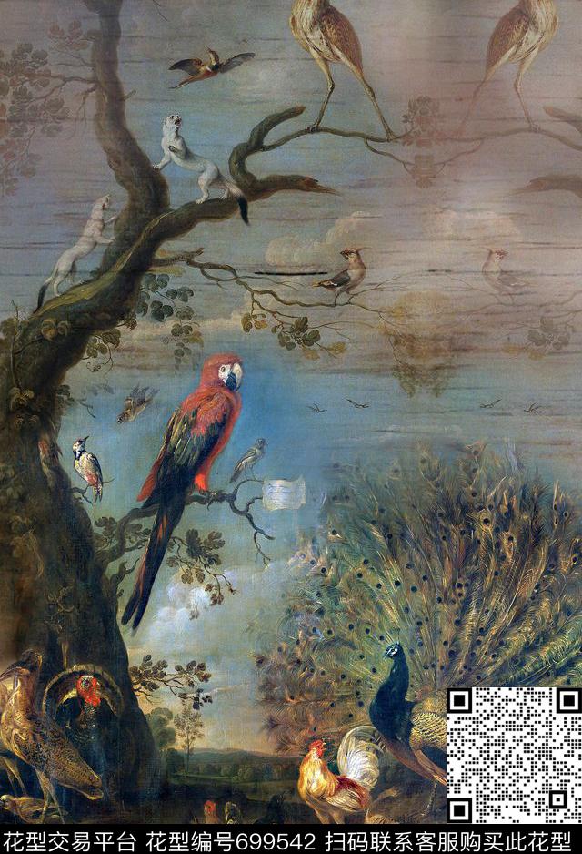 花鸟风景花卉数码印花华亿平台下载（图片编号: 699542） - 瓦栏（Walan）