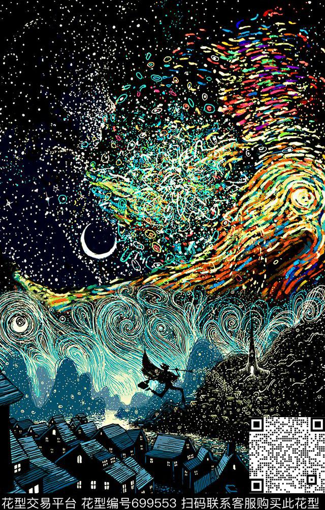 风景抽象插画数码印花华亿平台下载（图片编号: 699553） - 瓦栏（Walan）