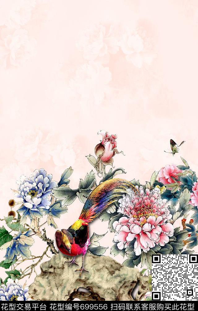 花鸟花朵花卉数码印花华亿平台下载（图片编号: 699556） - 瓦栏（Walan）