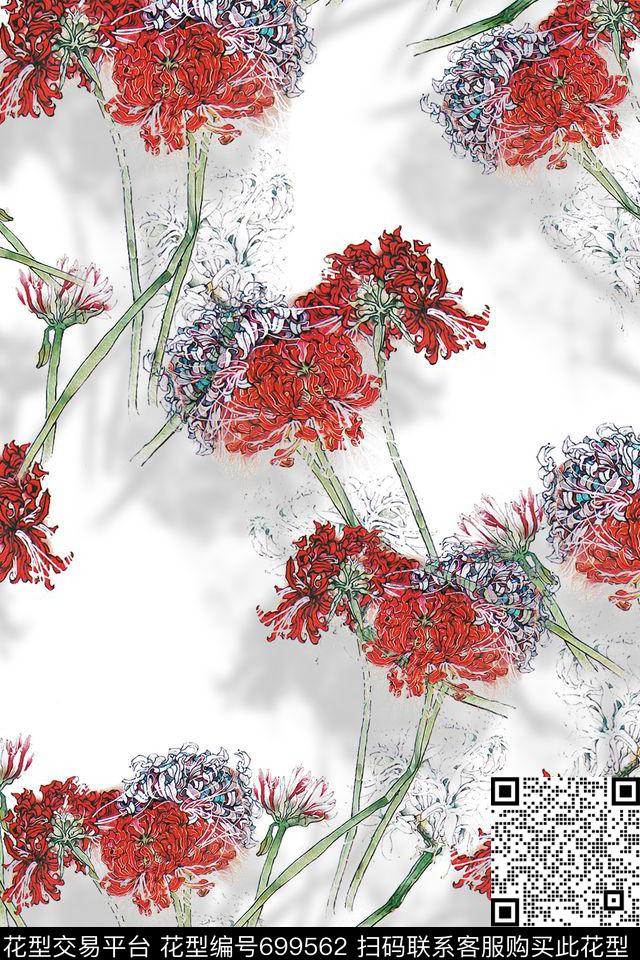 花卉欧式插画彼岸花数码印花华亿平台下载（图片编号: 699562） - 瓦栏（Walan）